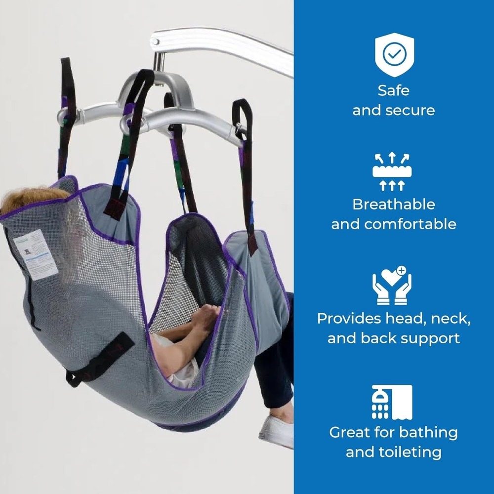 Patient Aid Large Mesh Patient Lift Sling Full Body Commode 350lb Transfer - Picture 11 of 12